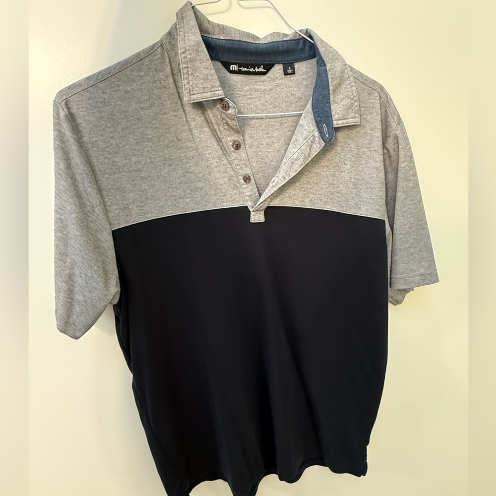 Travis Mathew Gray and Navy Polo Shirt